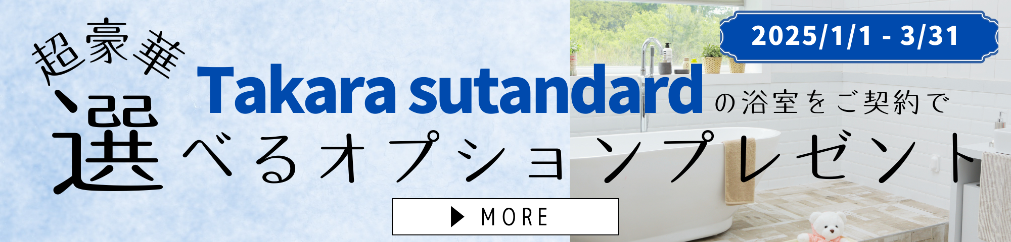 超豪華 takara sutandard の浴室をご契約で選べるオプションプレゼント